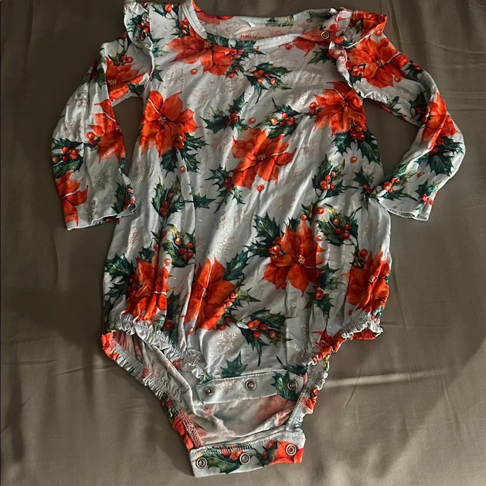 Winter Lily‎ Ruffled Christmas Winter Holiday Long Sleeve Bubble Romper size 2T